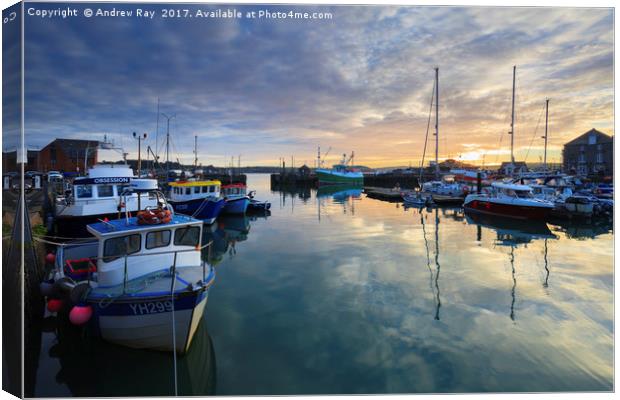 Sunrise Reflections (Padstow) Canvas Print by Andrew Ray