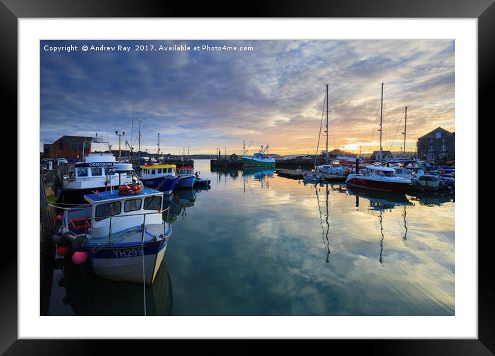 Sunrise Reflections (Padstow) Framed Mounted Print by Andrew Ray