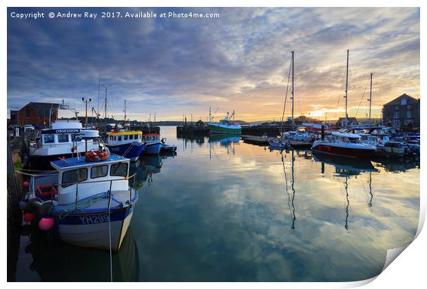 Sunrise Reflections (Padstow) Print by Andrew Ray