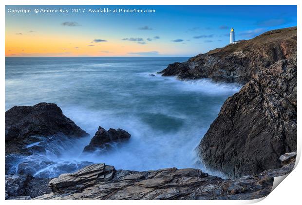 Twilight at Trevose Print by Andrew Ray