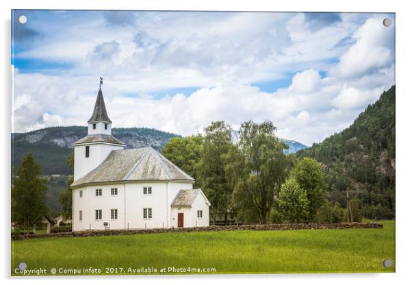 ardal church in bygland norway near Valle Acrylic by Chris Willemsen