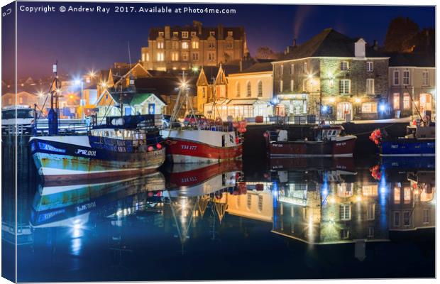 Twilight Reflections (Padstow) Canvas Print by Andrew Ray