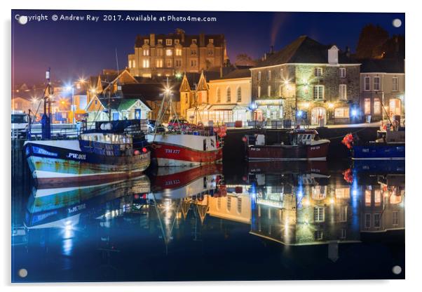 Twilight Reflections (Padstow) Acrylic by Andrew Ray