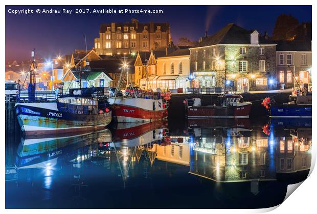 Twilight Reflections (Padstow) Print by Andrew Ray