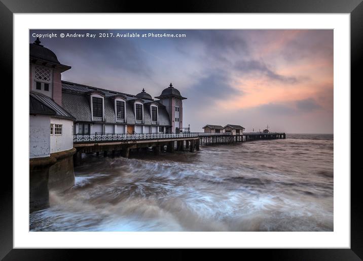 Rough Sea at Sunrise (Penarth Pier) Framed Mounted Print by Andrew Ray