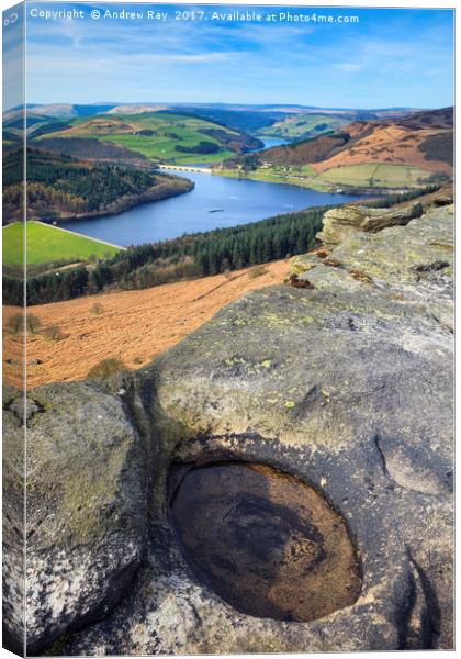 Ladybower from Bamford Edge Canvas Print by Andrew Ray