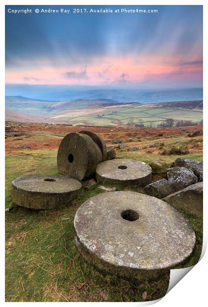 Morning at Stanage Edge Print by Andrew Ray