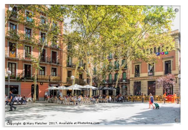 Barcelona Square Acrylic by Mary Fletcher