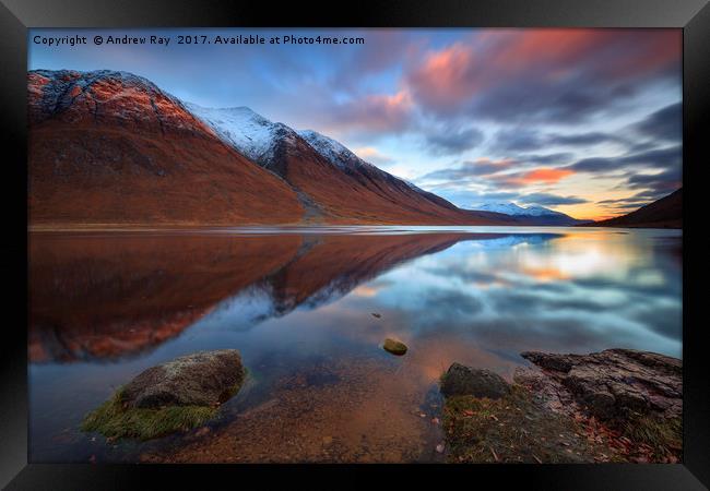 Reflections at Sunset (Loch Etive) Framed Print by Andrew Ray