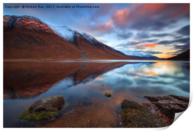Reflections at Sunset (Loch Etive) Print by Andrew Ray