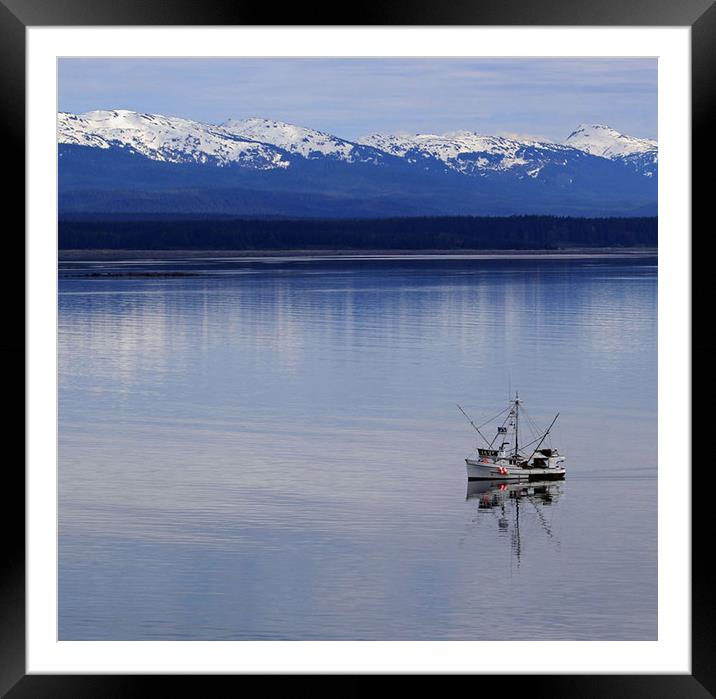 Fishing Boat in Alaska Framed Mounted Print by Janet Mann