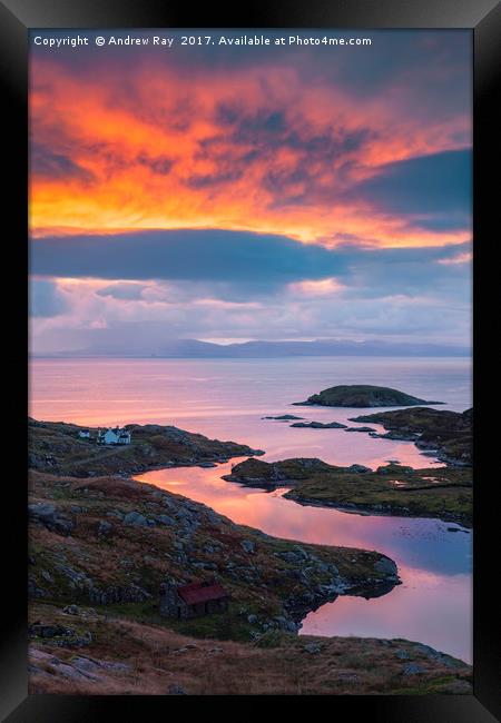 Sunrise over Loch Ob Leasaid Framed Print by Andrew Ray