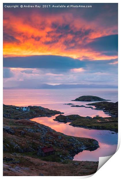 Sunrise over Loch Ob Leasaid Print by Andrew Ray