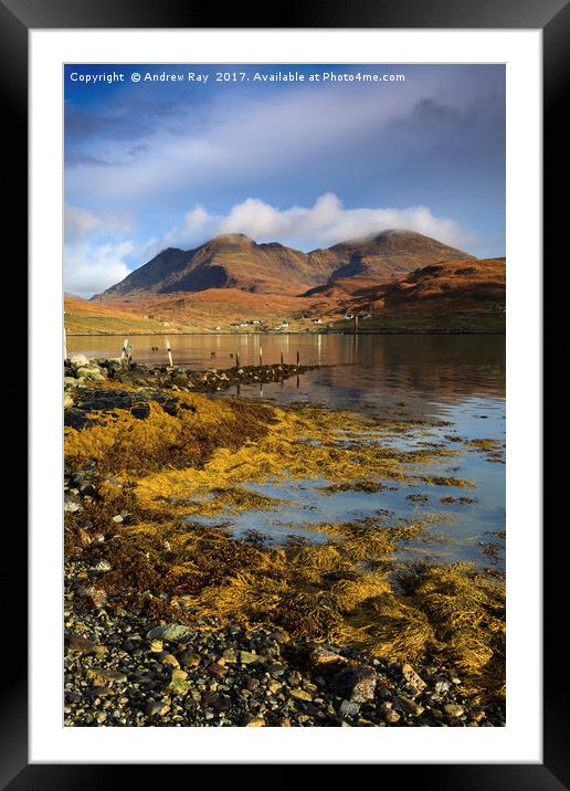 North Harris Reflections (Loch Bun Abhainn Eadarra Framed Mounted Print by Andrew Ray