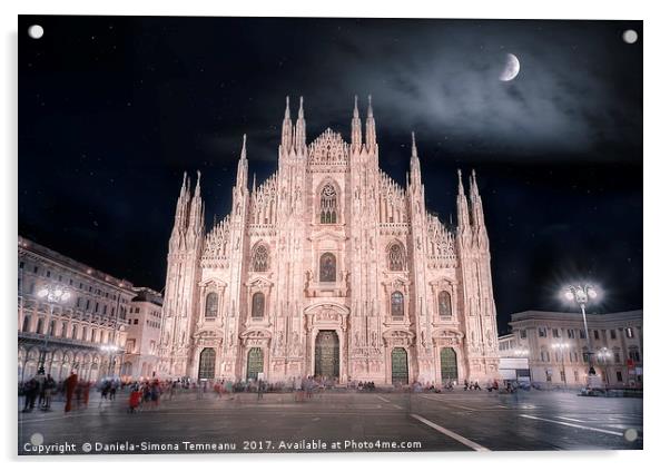 Milan Cathedral  at night Acrylic by Daniela Simona Temneanu