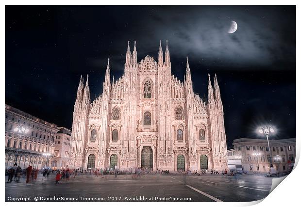 Milan Cathedral  at night Print by Daniela Simona Temneanu