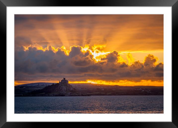 Sunrise at St Michael's Mount Cornwall Framed Mounted Print by Jonathan Smith