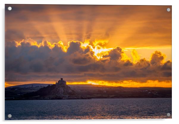 Sunrise at St Michael's Mount Cornwall Acrylic by Jonathan Smith