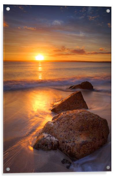 Sunrise at St Ives Cornwall Acrylic by Jonathan Smith