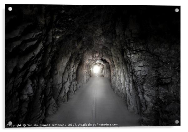 Stone tunnel under a mountain Acrylic by Daniela Simona Temneanu