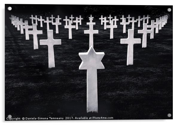 White stone graves disposed symmetrically Acrylic by Daniela Simona Temneanu