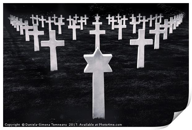 White stone graves disposed symmetrically Print by Daniela Simona Temneanu
