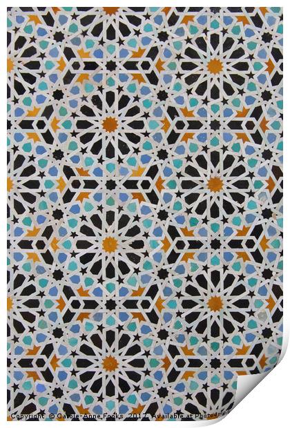 Floral Tiles, Fes, Morocco Print by Carole-Anne Fooks