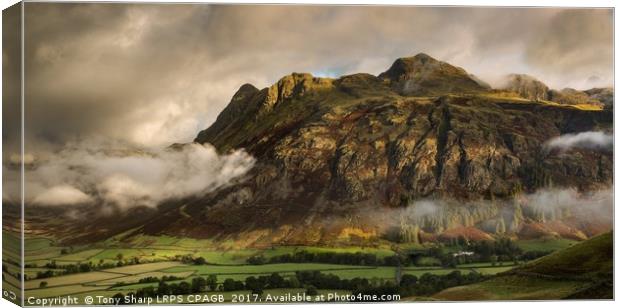 MAJESTIC LANGDALE PIKES SWATHED IN CLOUD Canvas Print by Tony Sharp LRPS CPAGB