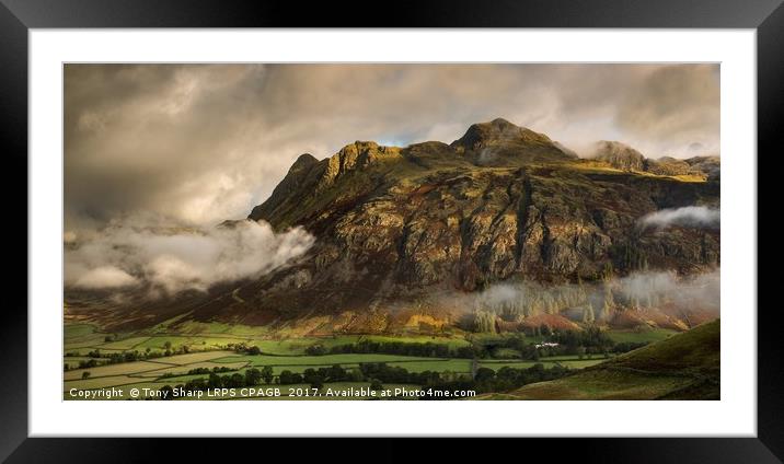 MAJESTIC LANGDALE PIKES SWATHED IN CLOUD Framed Mounted Print by Tony Sharp LRPS CPAGB