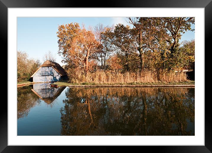 Blue Boat House Framed Mounted Print by Stephen Mole