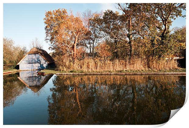 Blue Boat House Print by Stephen Mole