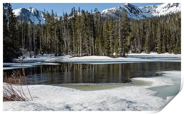Frozen River High in Rockies Print by Janet Mann