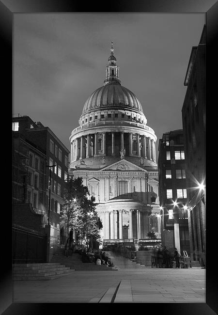 St Pauls Cathedral at London Attractions BW Framed Print by David French
