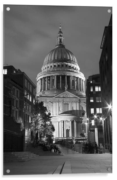 St Pauls Cathedral at London Attractions BW Acrylic by David French