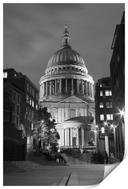 St Pauls Cathedral at London Attractions BW Print by David French