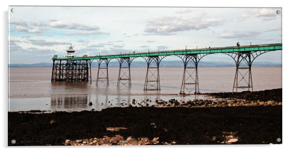 Clevedon Pier,North Somerset Acrylic by Janet Mann