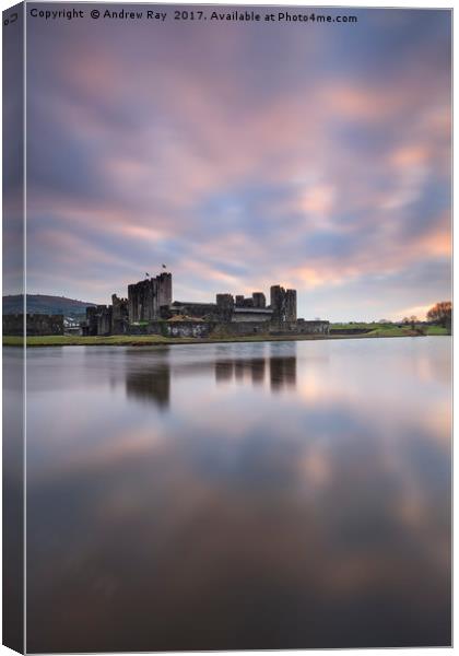 Caerphilly Castle at Sunset Canvas Print by Andrew Ray