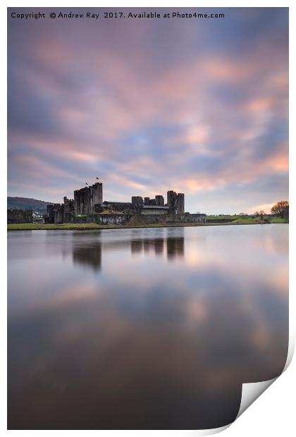 Caerphilly Castle at Sunset Print by Andrew Ray