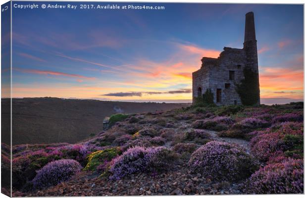 Cornish Engine House at Sunset (Tywarnhayle) Canvas Print by Andrew Ray