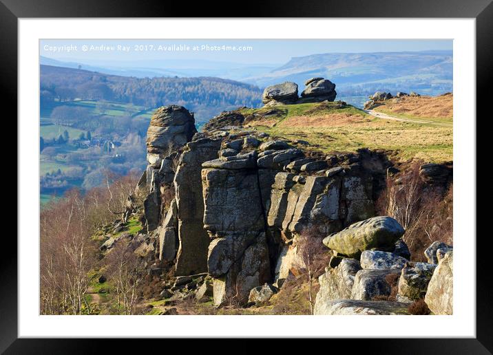 Froggatt Edge Framed Mounted Print by Andrew Ray