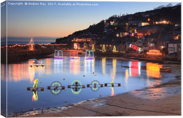 Mousehole Christmas Lights Canvas Print by Andrew Ray