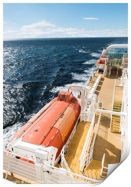 lifeboat on a cruise ship on the sea Print by Chris Willemsen