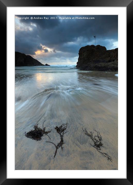Setting Sun (Perranporth) Framed Mounted Print by Andrew Ray