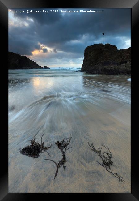Setting Sun (Perranporth) Framed Print by Andrew Ray