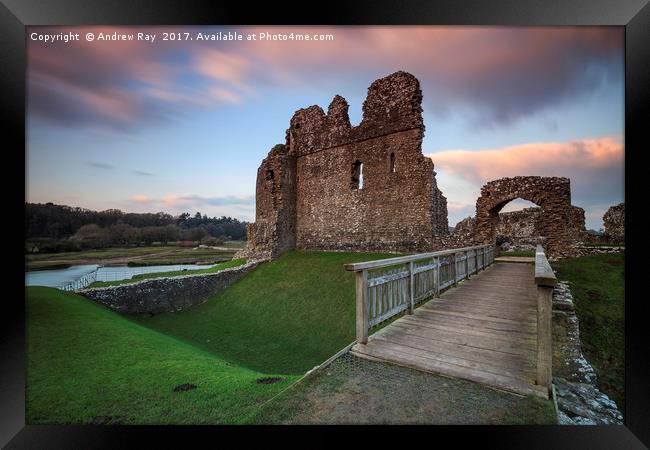Sunset at Ogmore Castle Framed Print by Andrew Ray