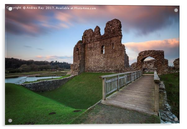 Sunset at Ogmore Castle Acrylic by Andrew Ray