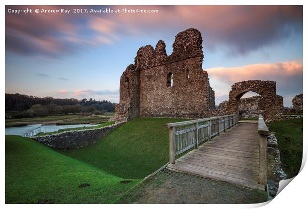 Sunset at Ogmore Castle Print by Andrew Ray