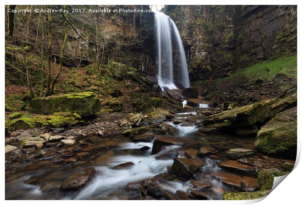 Towards Melincourt Waterfall Print by Andrew Ray