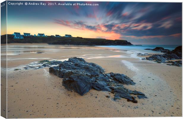 Treyarnon Beach at Sunset Canvas Print by Andrew Ray