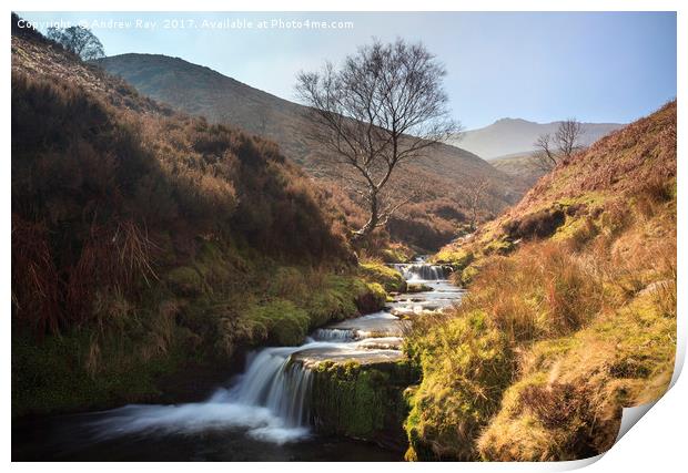 Waterfalls in Fairbrook Print by Andrew Ray